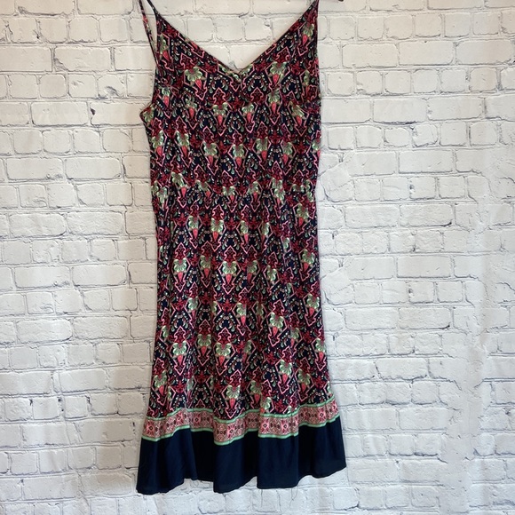 Pretty Garden Floral Navy, Green, and Pink Multicolored Spaghetti Strap Dress - Picture 13 of 13
